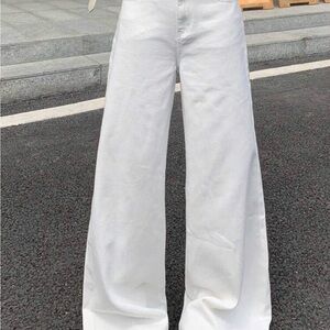 High-Rise White Wide-Leg Jeans for Women